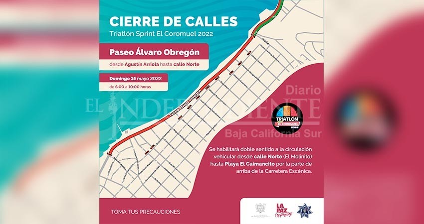 Cierre de vialidades en el malecón de La Paz por evento deportivo