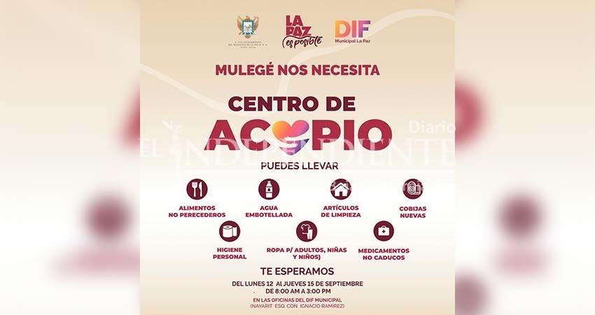 Abre DIF La Paz centro de acopio para apoyar a la población de Mulegé