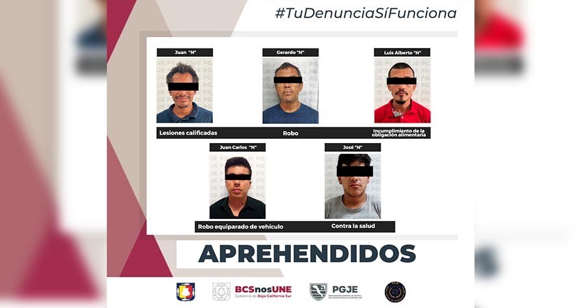 Detienen A Cinco Personas Por Diversos Delitos En La Paz Y Los Cabos