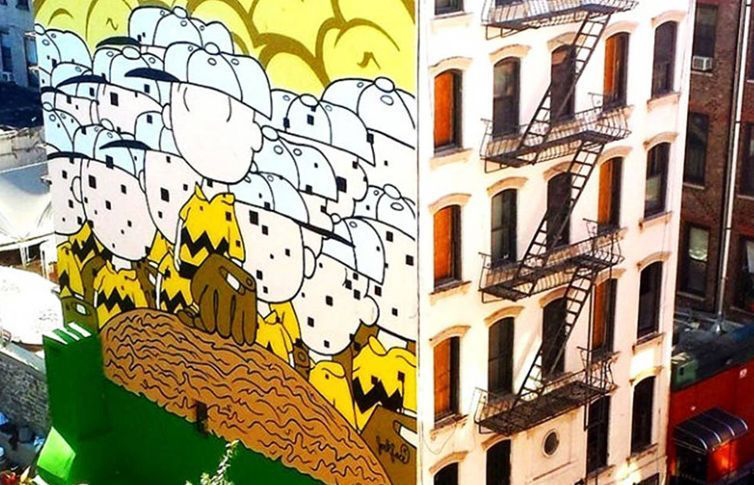 Personajes de caricatura aparecen en paredes de Nueva York