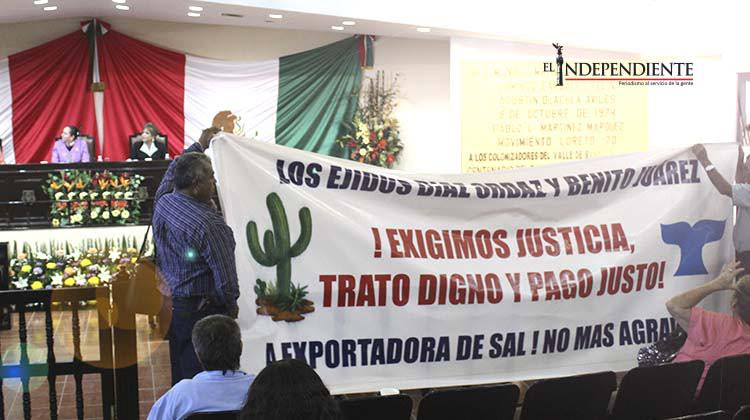 Ejidatarios denuncian ante el Congreso anomalías de la Exportadora de Sal