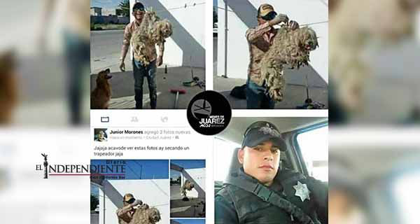 Policía cuelga perro de tendedero y lo publica en Facebook