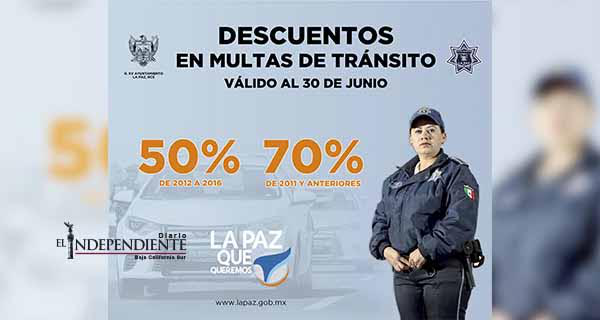 Mantiene Tránsito Municipal de La Paz programa de descuentos en infracciones