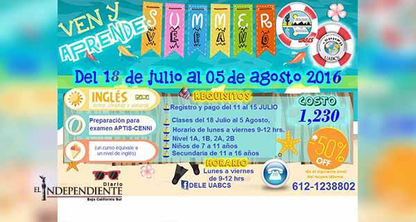 Lenguas Extranjeras de la UABCS convoca a los cursos de verano de inglés