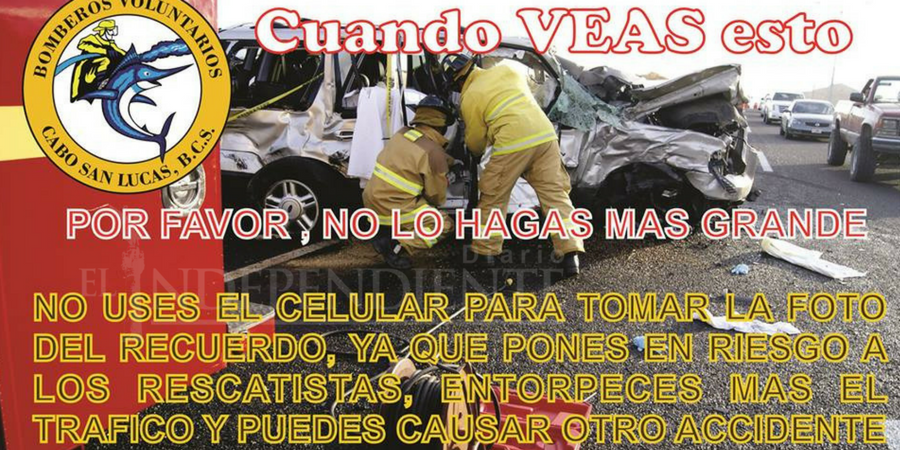 Piden bomberos a automovilistas no fotografiar accidentes viales