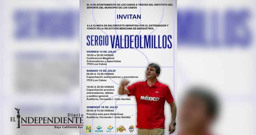 Hoy inicia en Los Cabos la clínica de Baloncesto impartida por Sergio Valdeolmillos