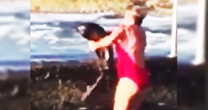 Con sus propias manos, mujer devuelve a un tiburón al mar