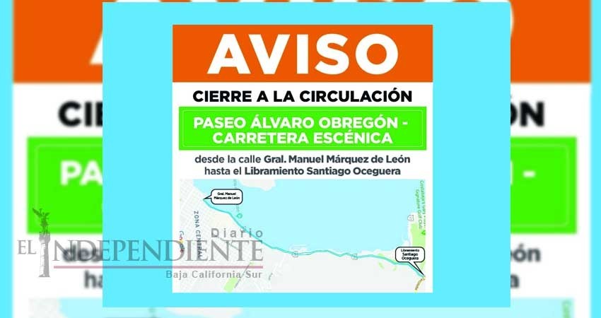 Cerrarán parte del malecón este fin de semana por eventos deportivos  en La Paz