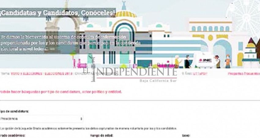 Candidatos omiten perfil y propuestas; el INE abrió página web para conocerlos