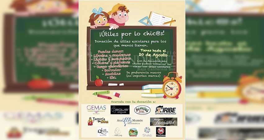 Invitan a unirse a proyecto de donación de útiles escolares para los que menos tienen