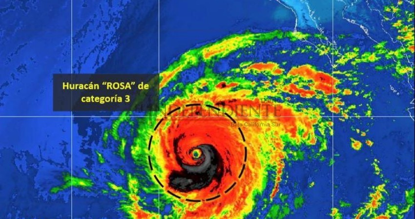 “Rosa” desciende a categoría 3 y se localiza a mil 9 km de CSL
