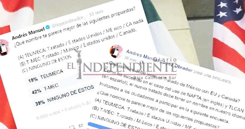 Lanza López Obrador encuesta virtual para cambiar de nombre al USMCA