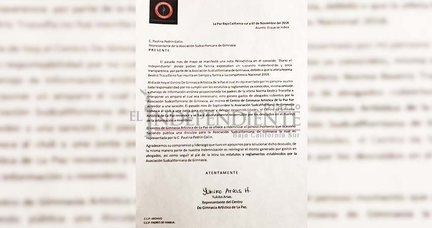 Centro de Gimnasia Artística pide disculpa pública a joven atleta sudcaliforniana