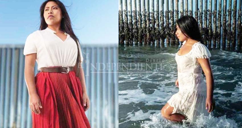 Yalitza impacta en 'photoshoot' frente al muro fronterizo