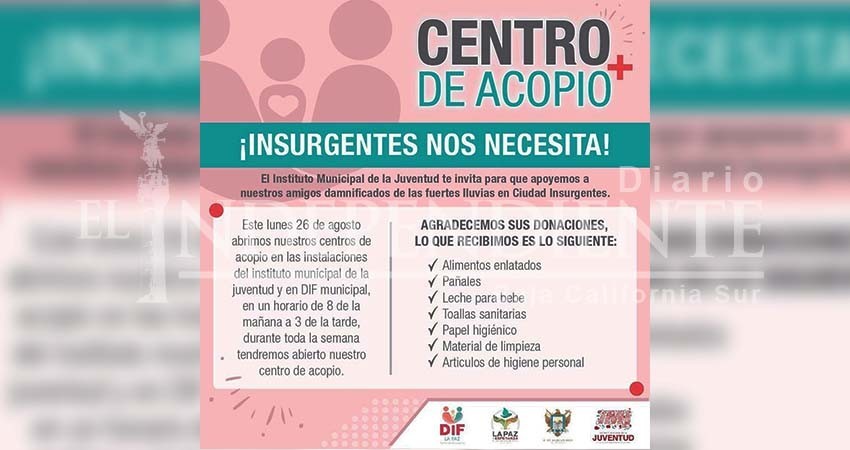 Desde La Paz puedes apoyar a damnificados por “Ivo” en Ciudad Insurgentes