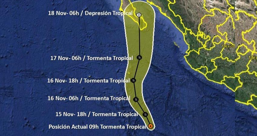 Tormenta “Raymond” a 915 kilómetros de CSL