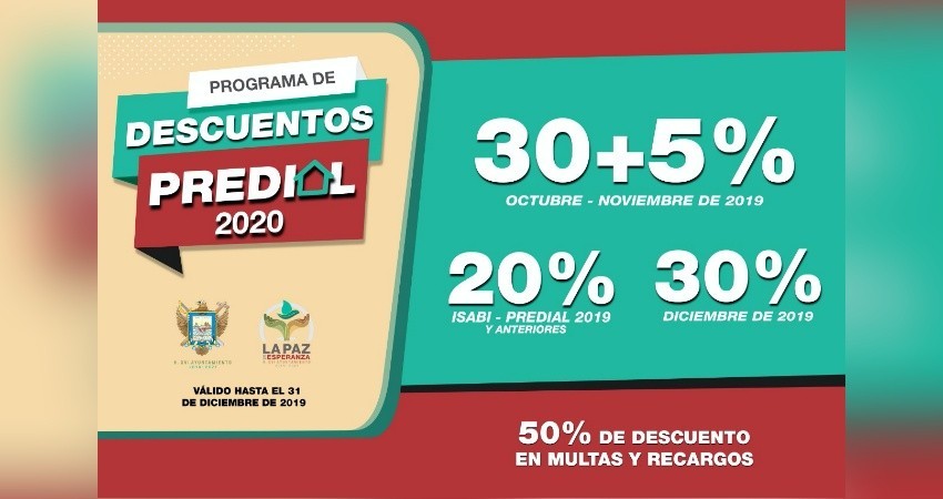 Invitan a los ciudadanos a aprovechar descuentos en Predial e Isabi del Ayto de La Paz
