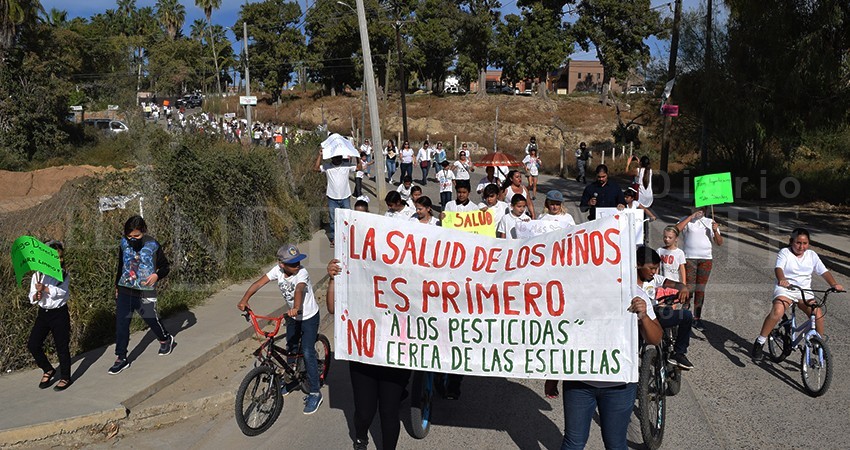 Protestan familias de Todos Santos contra pesticidas cerca de sus escuelas
