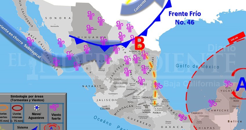 Nuevo frente frío ingresará al país este fin de semana; se prevén rachas de viento para BCS