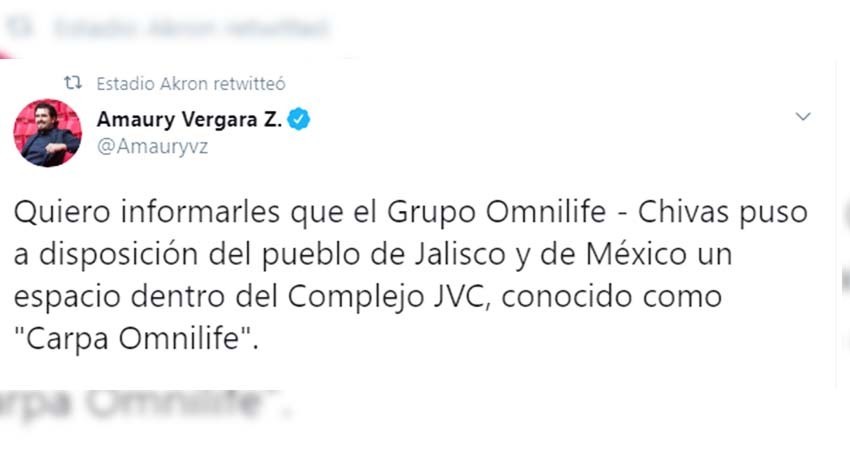 Chivas ofrece instalaciones para hospital temporal en Jalisco