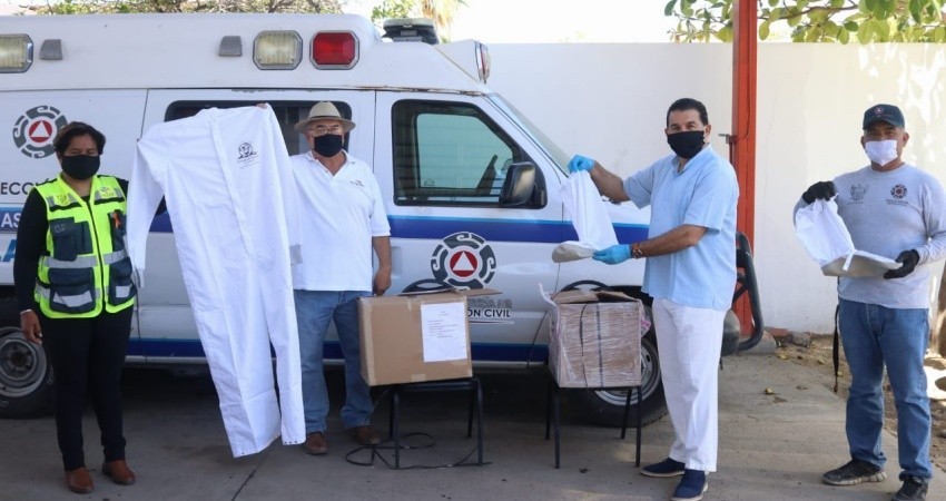 Recibe Protección Civil La Paz donaciones de alimentos y trajes protectores