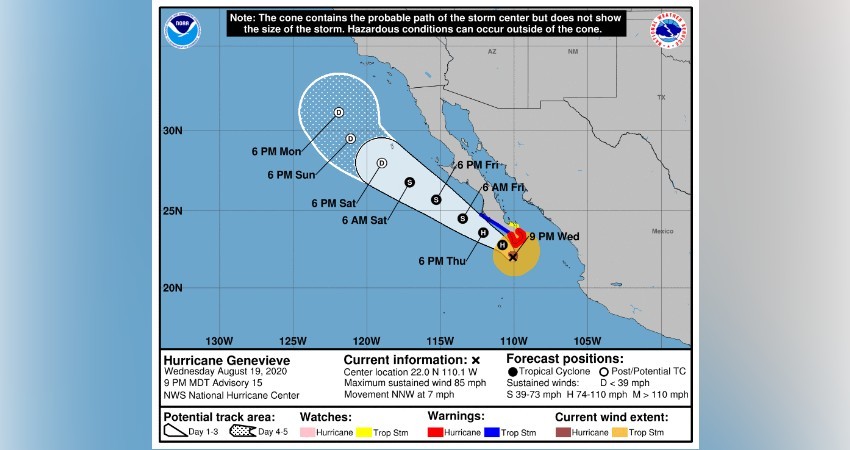“Genevieve” mantendrá lluvias torrenciales en Baja California Sur