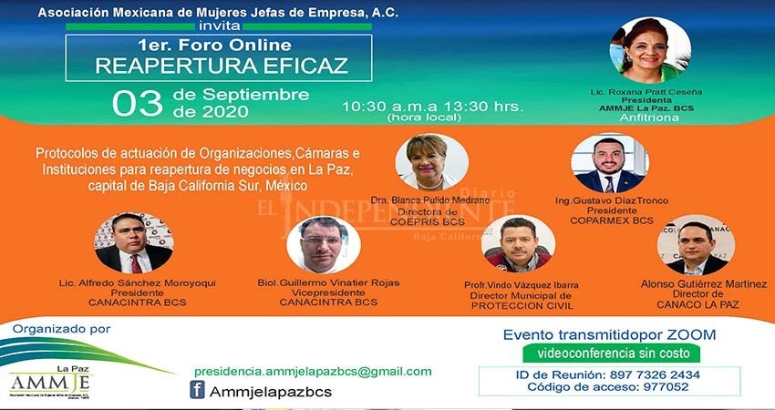 Mujeres Empresarias y de Negocios invitan a foro sobre reactivación y medidas sanitarias