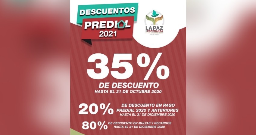 Últimos días para aprovechar el 35% de descuento en Predial 2020 y 2021