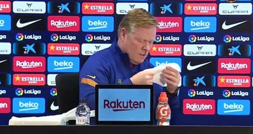 'Hostia p...'; Koeman abandona conferencia de prensa molesto por sangrado en la nariz