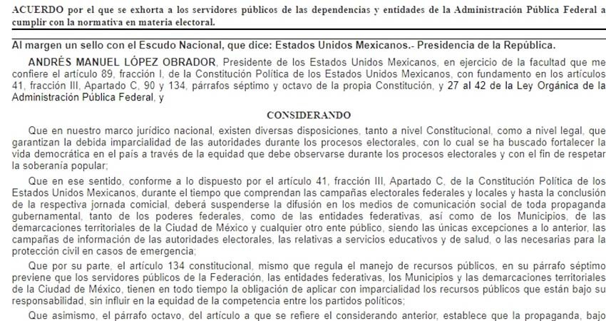 Exhorta AMLO a servidores públicos a cumplir normativa electoral