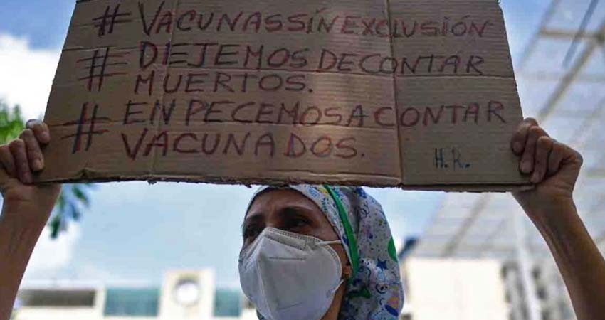 Médicos y enfermeras de Venezuela protestan ante falta de vacunas covid