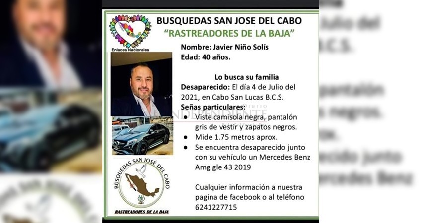 Continúa en calidad de desaparecido Javier Niño Solís