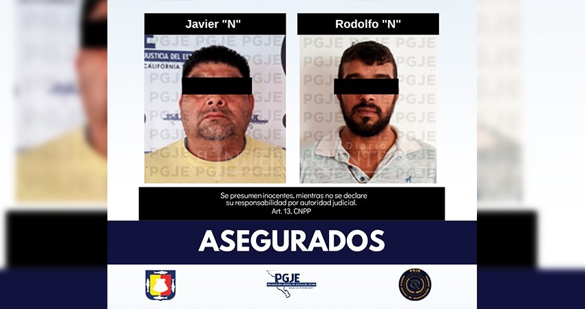 Asegura PGJE dos hombres en posesión de narcóticos en Santa Rosalía