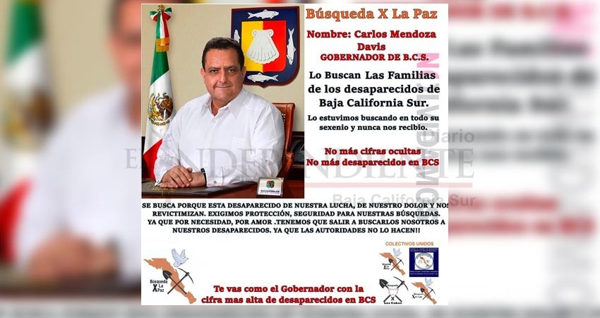 Lanzan "alerta" de persona desaparecida por el gobernador Mendoza Davis