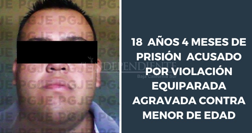 Pasará en la cárcel  18 años y cuatro meses un hombre acusado de violación equiparada agravada contra menor de edad