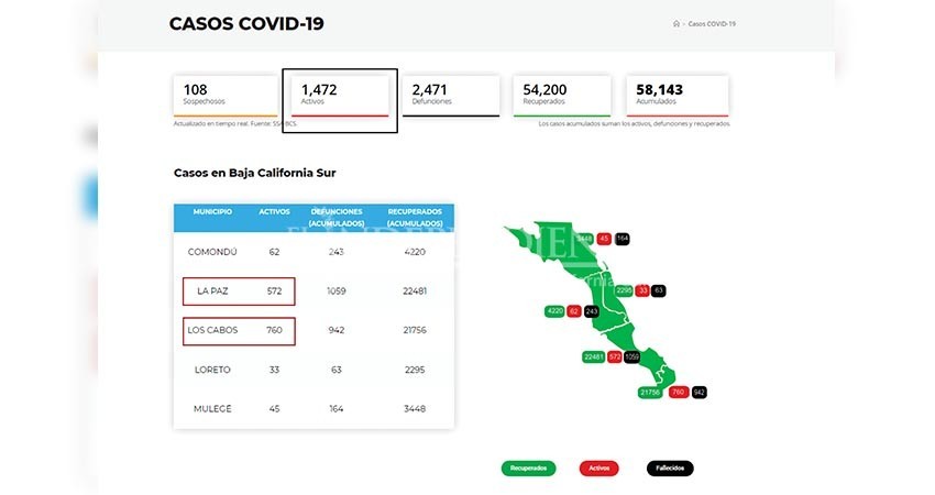 BCS con acelerado aumento de contagios COVID