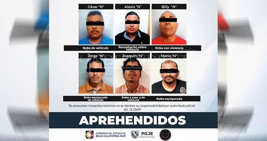 Por diversos delitos fueron detenidas 6 personas en BCS
