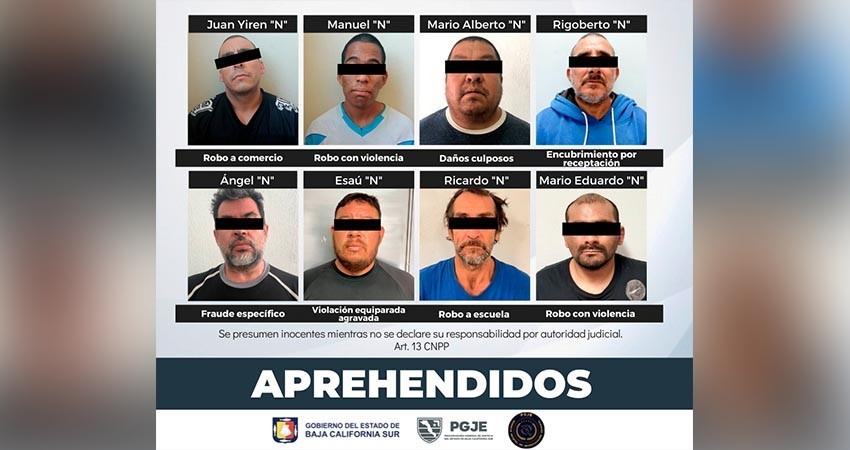 Por diversos delitos la PGJE asegura a 8 personas