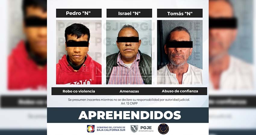 Por diversos delitos fueron aseguradas tres personas