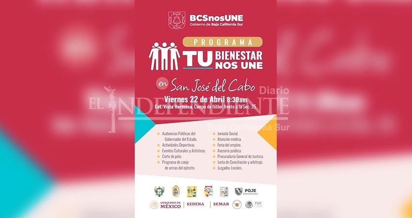 Hoy arranca en Los Cabos el programa “Tu Bienestar Nos Une” en SJC