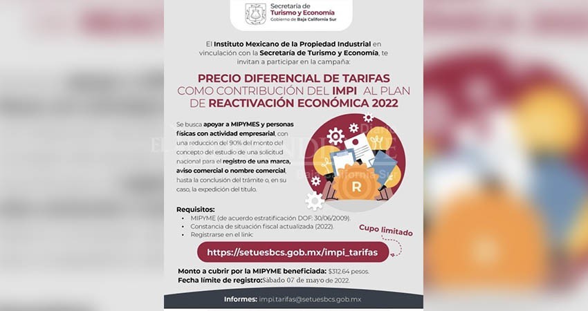Llama SETUE a empresarios a aprovechar descuento de IMPI