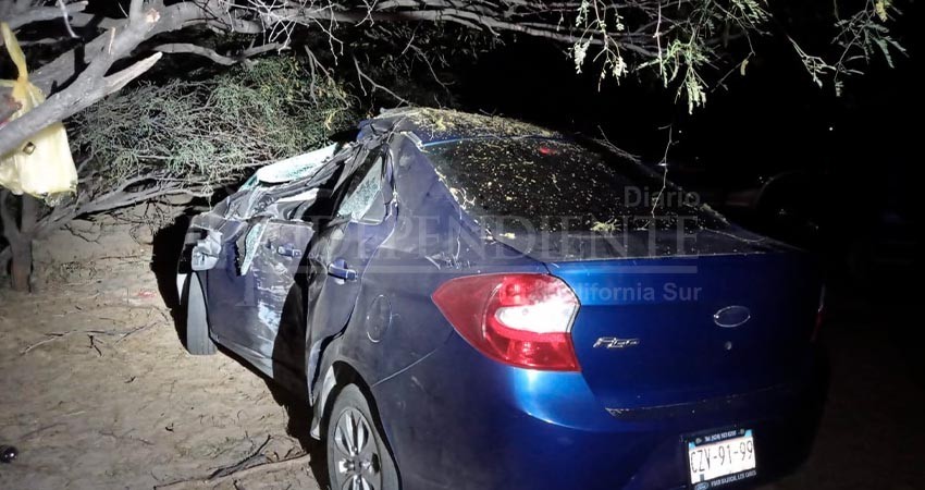 Impactó su auto contra un mezquite al salirse de la carretera a Los Planes