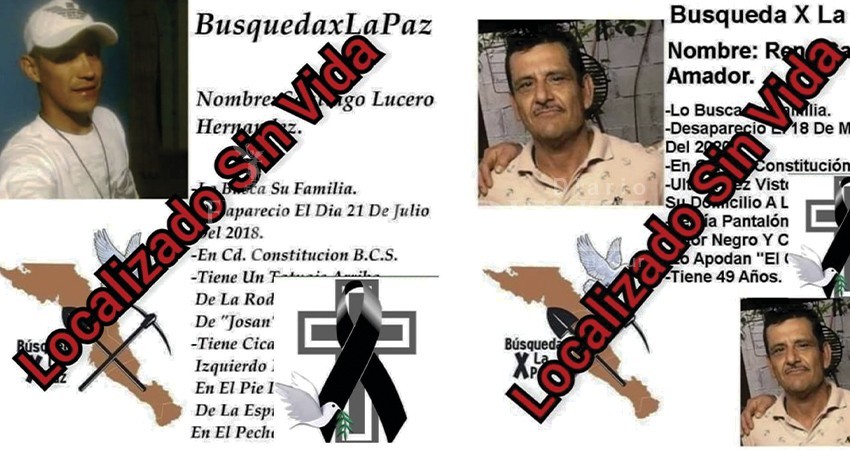 Localizan sin vida dos masculinos desaparecidos en Comondú