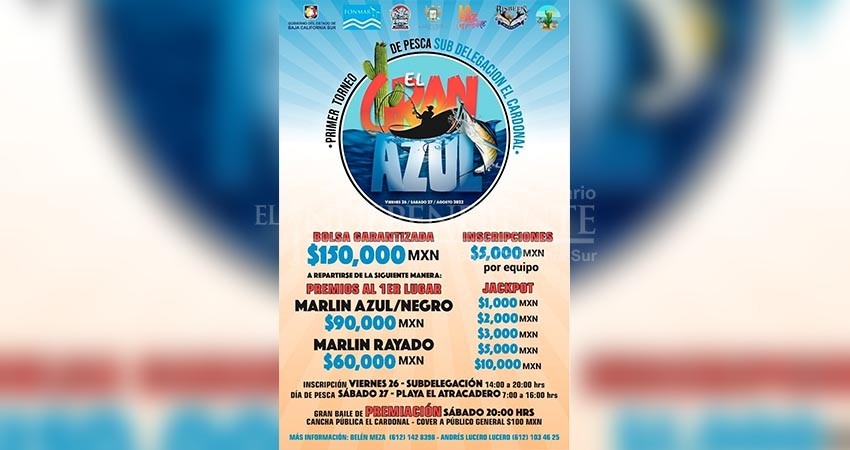 Realizarán Torneo de Pesca “El Gran Azul” en beneficio de la comunidad El Cardonal