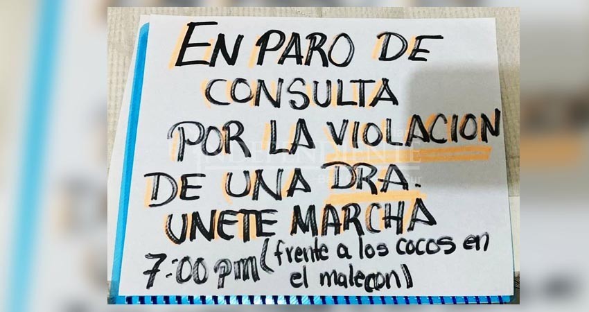 Personal médico marchará para exigir justicia por doctora violentada