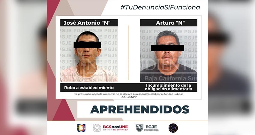 Son aprehendidos dos hombres por robo e incumplimiento de obligaciones