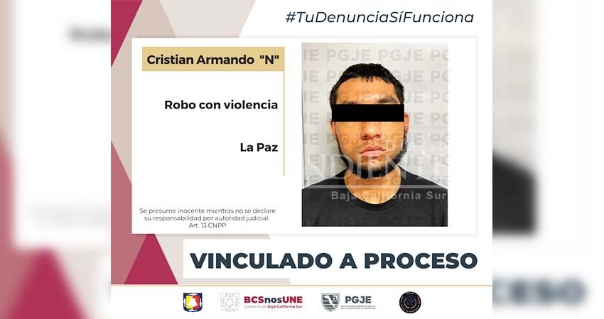 A prisión imputado por robo con violencia a farmacia en La Paz