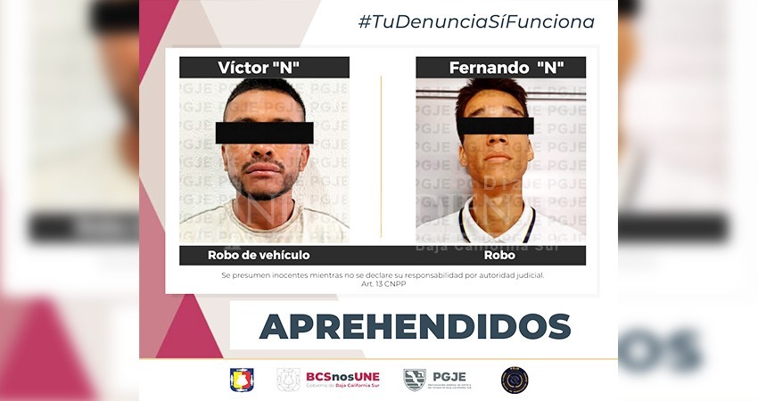 Aprehenden a dos personas en Los Cabos por el delito de robo