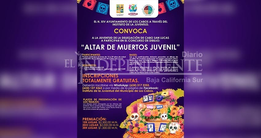 Participa en el Concurso de Dibujo de Altar de Muertos del INJUVE Los Cabos