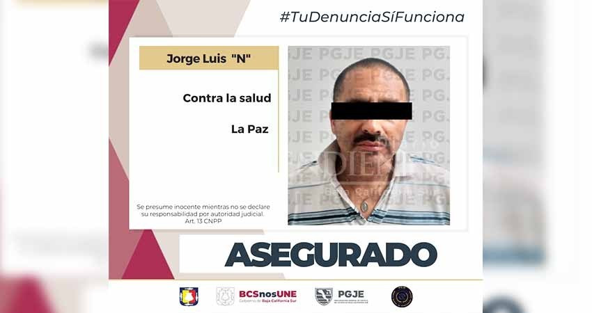 Fue detenido Jesús “N”, como probable narcomenudista en La Paz